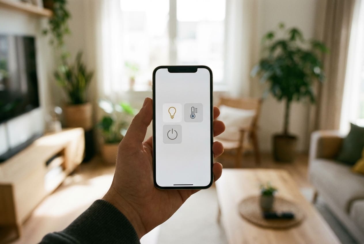 Интерфейс управления умной квартирой с контролем освещения и климата