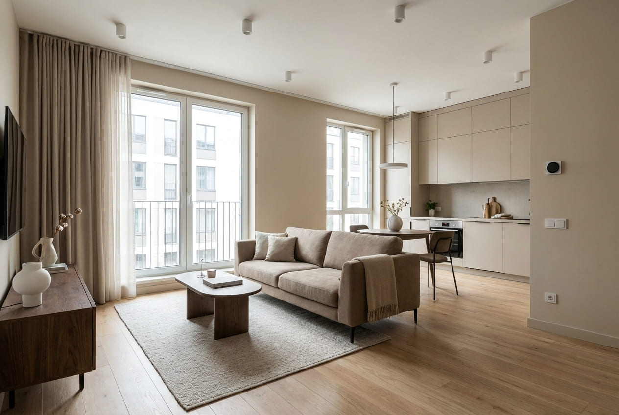 Трехкомнатная квартира с автоматизированным управлением освещением и климатом