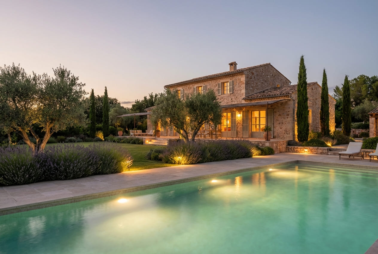 Загородная вилла с многозонной системой автоматизации и ландшафтным освещением